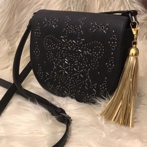 Gold metallic faux leather fringe tassel for purse